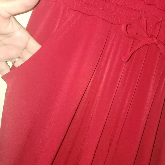 Gold Ray Jumpsuit Women's Size MP Red Polyester Sleeveless Stretchy V-Neck - Picture 12 of 12